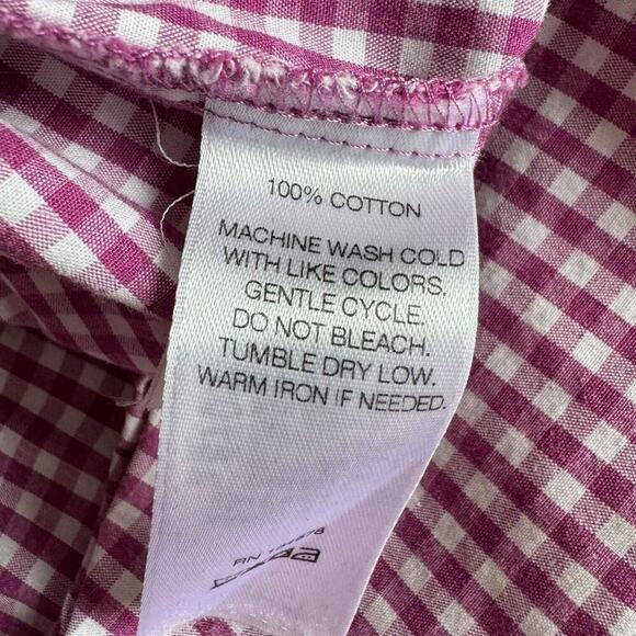 🍀 Vineyard Vines Womens Button Up Shirt Purple Gingham Roll Tab Long Sleeve 00 - Picture 6 of 7